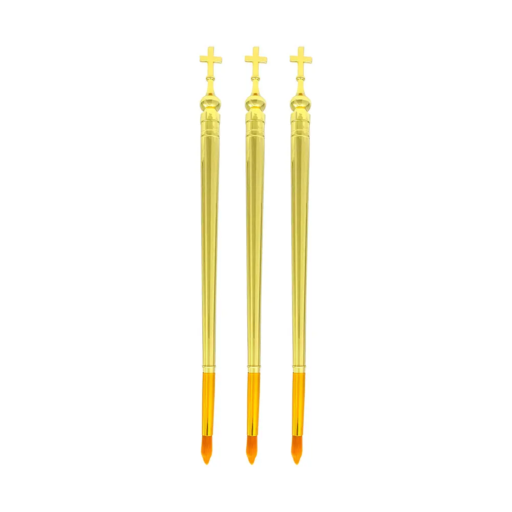 New Iconography Paint Brushes Set Gold Cross Handle Orthodox Byzantine Icon Writing Art Painting Church Artist Supplies Gift view 2