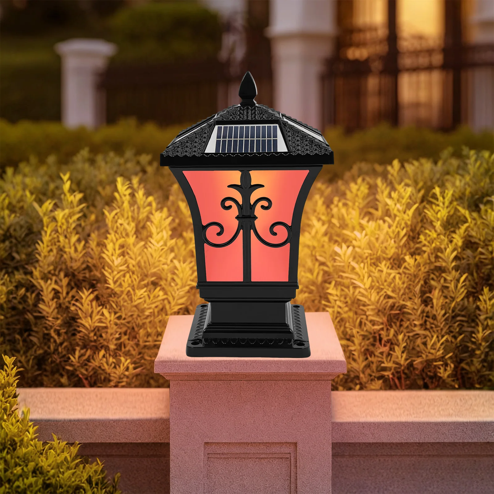 Elegante lampada da palo: design nero/bianco, illuminazione soffusa per giardino/camino, durevole e artistico