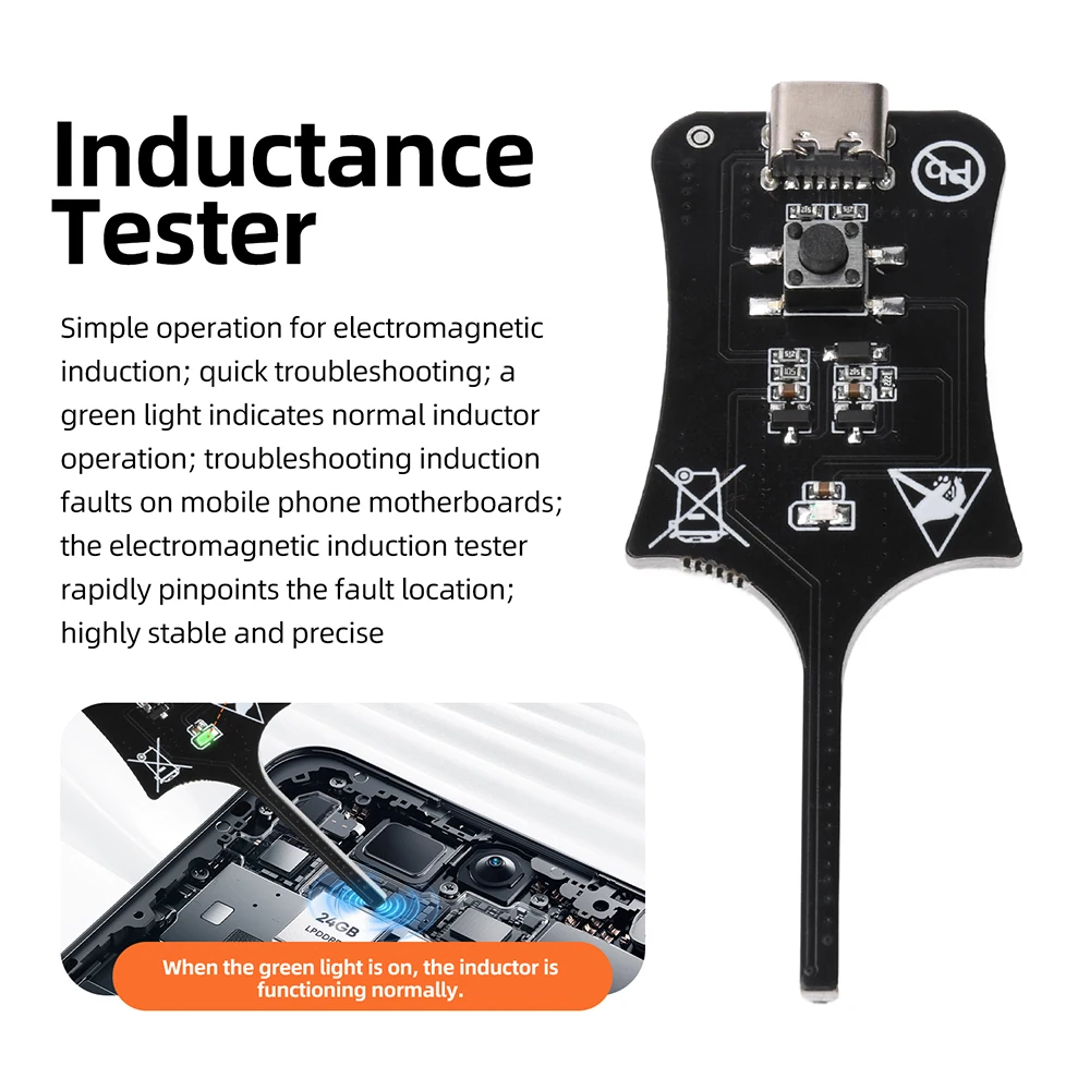Type-C Inductance Tester Electromagnetic Non-Contact Fault Detection for Phones PCB Motherboard Repair Diagnostics Tool image 4