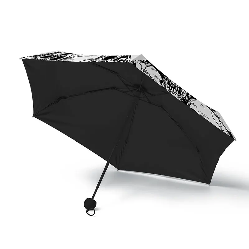 Skull Five fold folding umbrella Travel sunscreen vinyl UV protection Creative trend portable pocket boys umbrella shade