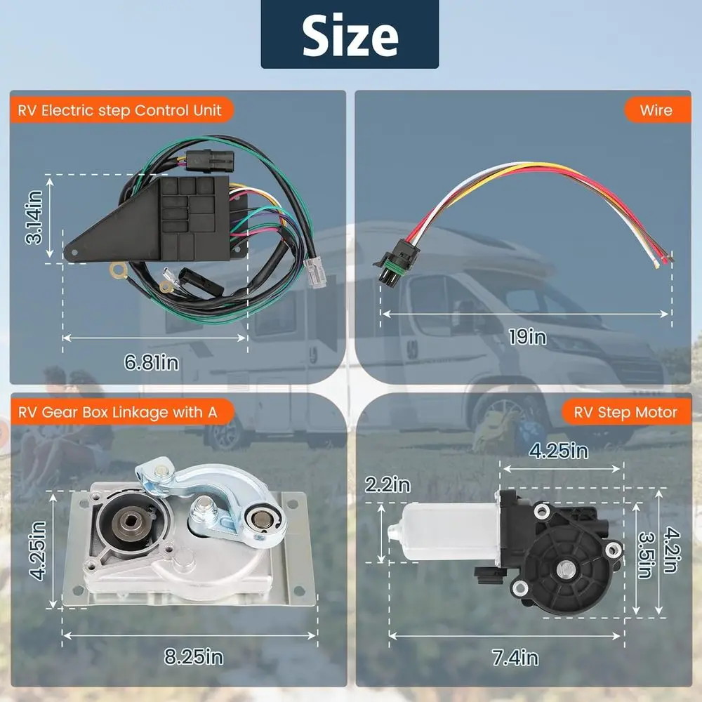 RV Step Motor Conversion Kit for A Curved Linkage Compatible with Kwikee 22, 23, 28A, 30, 32, 33, 34, 35, 36, 38, 40 Series Step