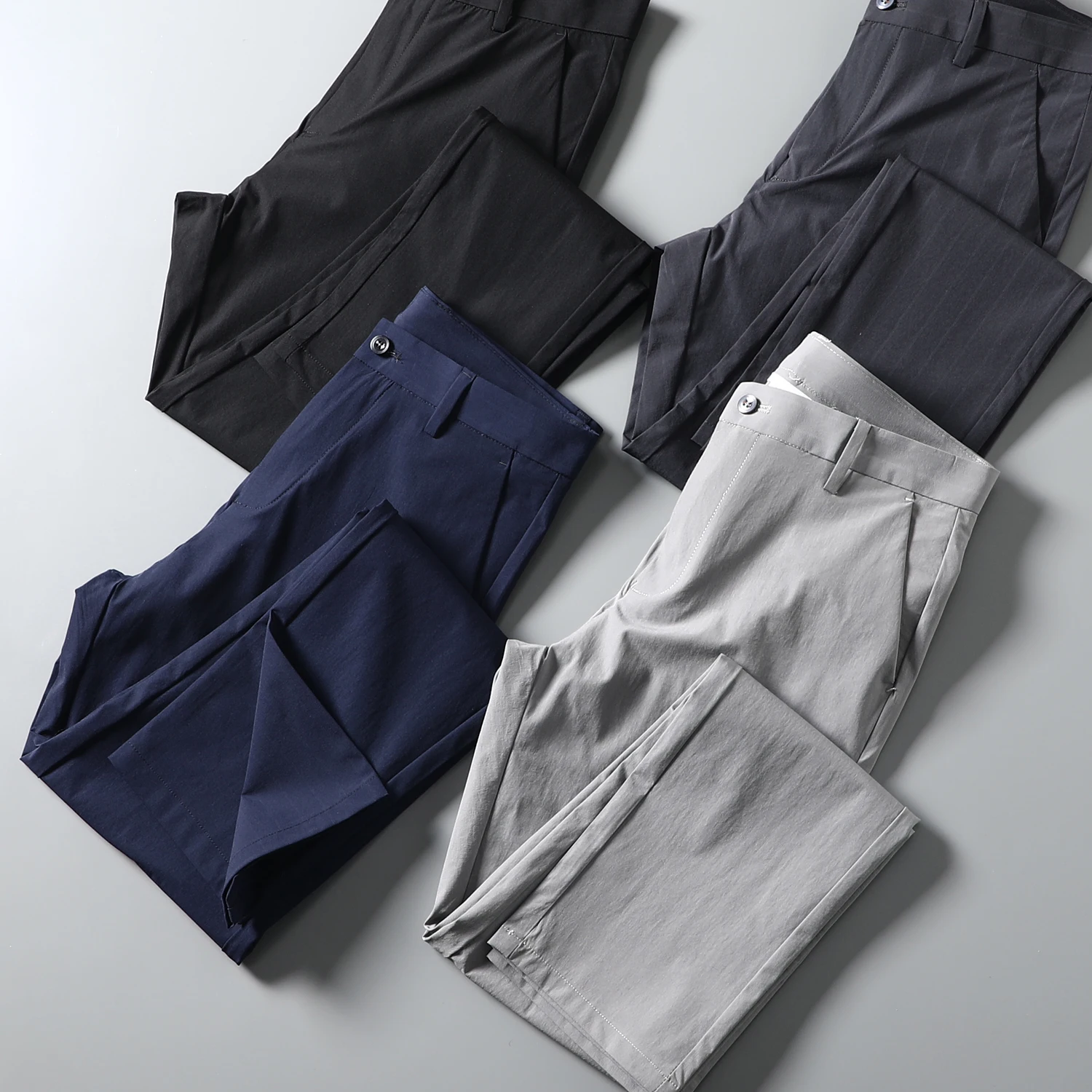 

Оффлайн 399 Quali! Высокоэластичный, четырехсторонний, с высокой степенью растяжения! Новые мужские тонкие прямые повседневные брюки для работы и отдыха на весну-лето