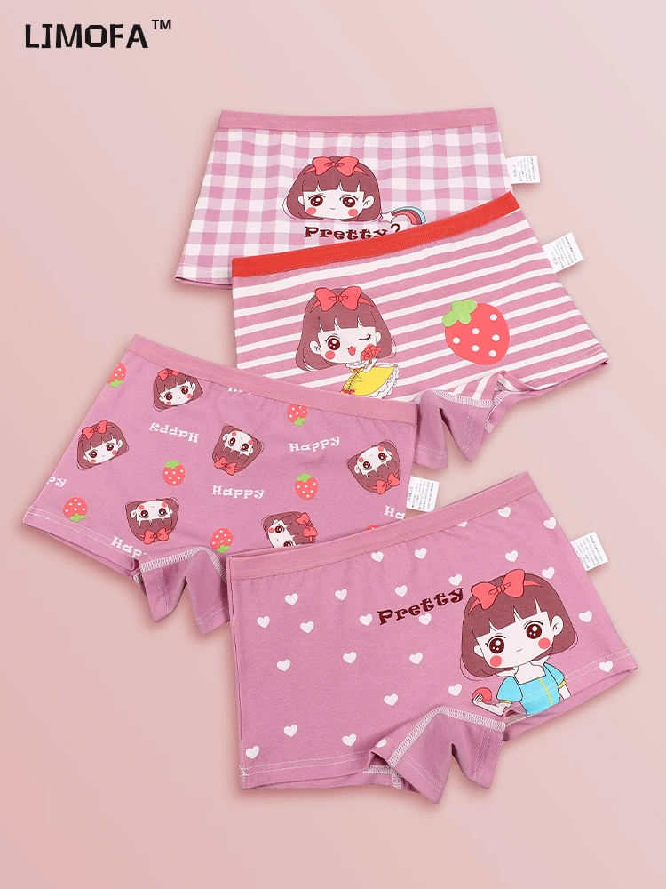 

LJMOFA 4Pcs/lot Children Girls Baby Cartoon Princess Underwear Kids Boxer Comfortable Cute Candy Underwear Short Pants B307