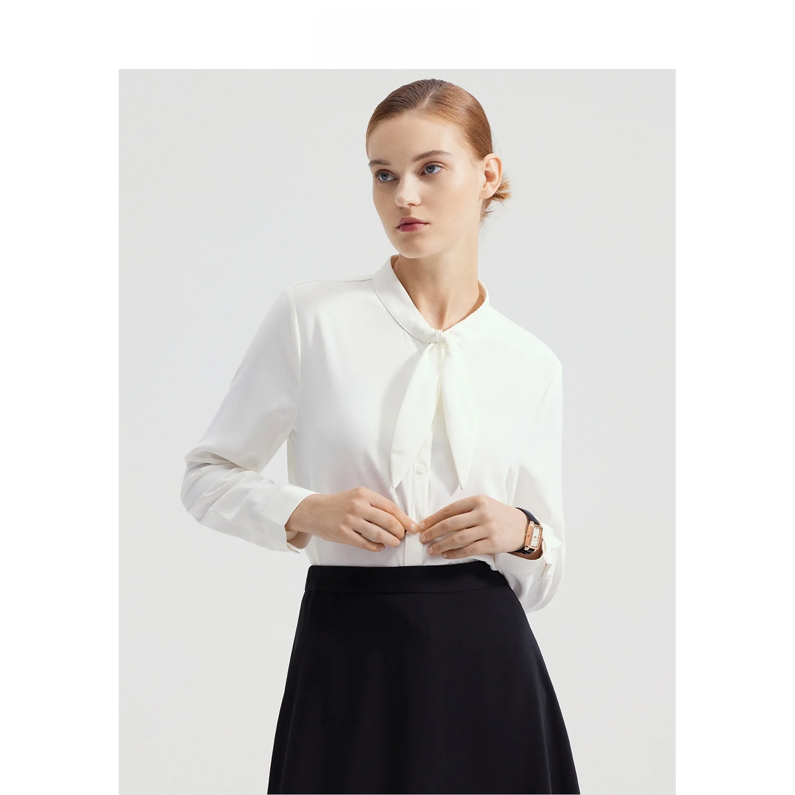 

LeLenth Blue Sa irt Women's Spring Interview Formal Suit Set Long Sve irt Inner Wear Straight Cut OL Sle V-Ne Po...