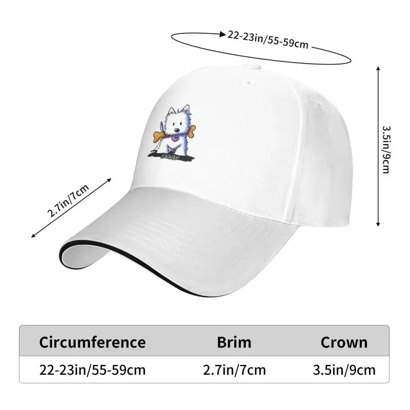 قبعة بيسبول بيضاء مخصصة للرجال والنساء في المرتفعات الغربية ، قبعة جرو والحيوانات الأليفة قابلة للتعديل ، تناسب الرياضة ، الحماية من أشعة الشمس في الهواء الطلق ، جرو