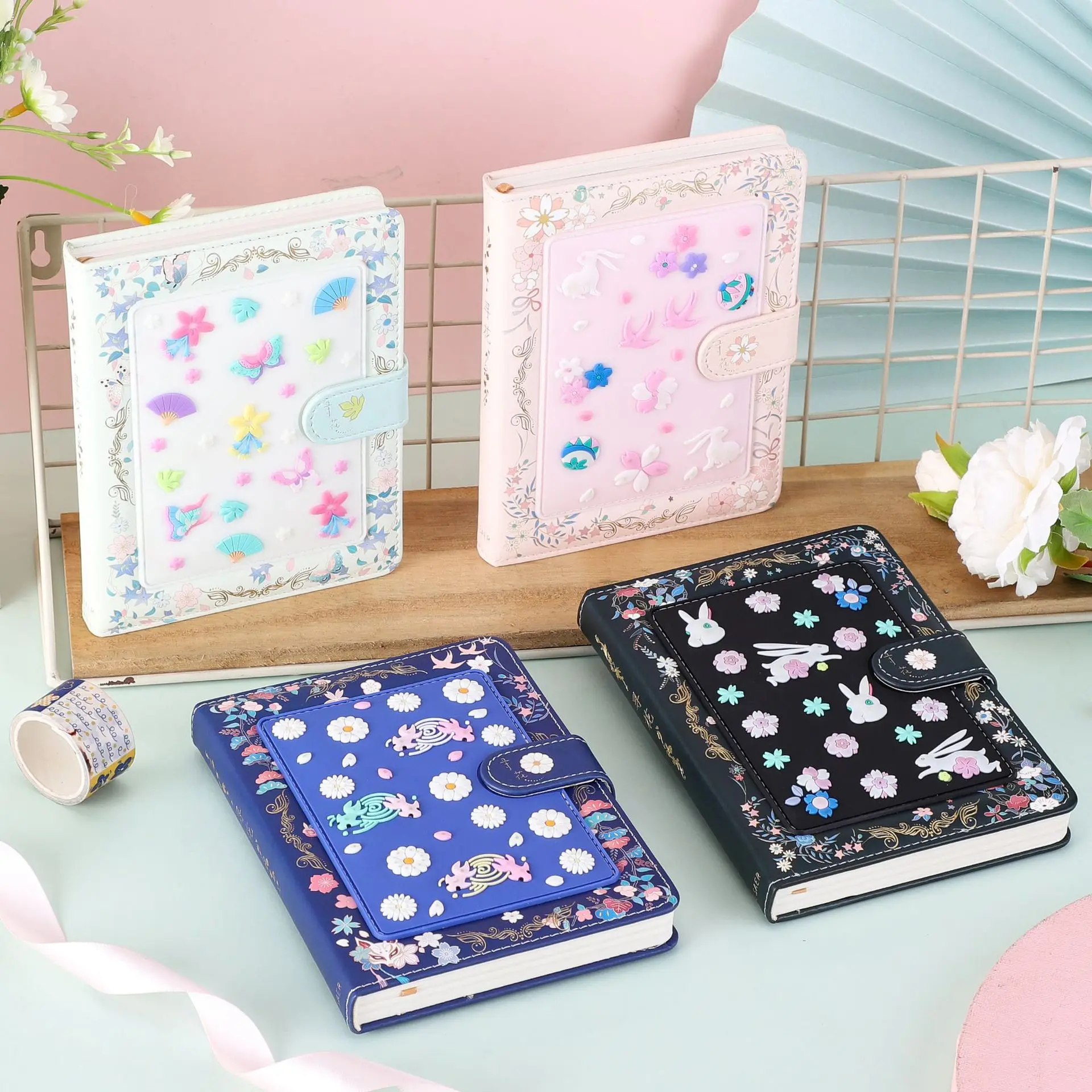 36K 112 Sheets Magnetic Buckle Notebook Silicone Cover Hand Account Gold Stamping Diary Personalized Hand Account  Stationery