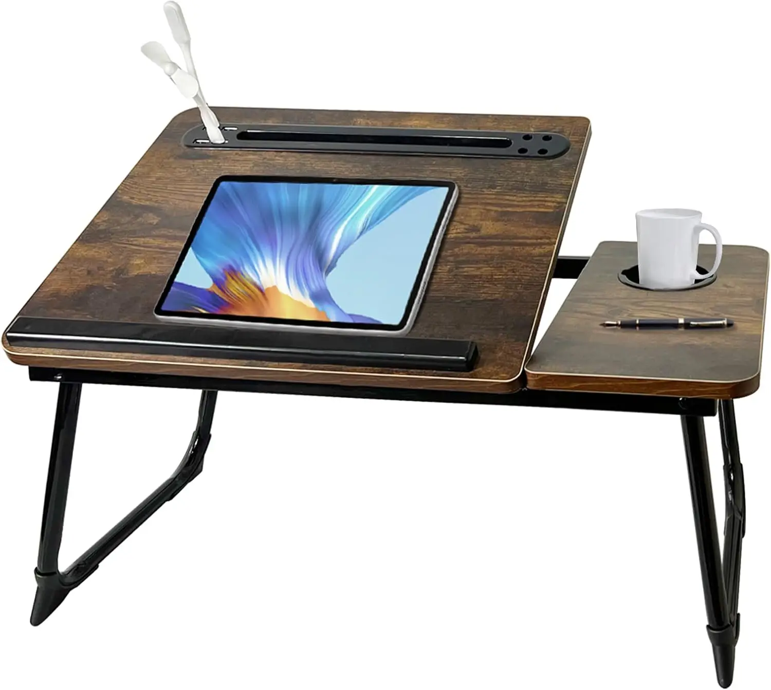 

Laptop Desk for Bed, Laptops Bed Tray Desk with 5 Different Angles, Foldable Laptop Bed Table with USB Charge Port and Cup Ho