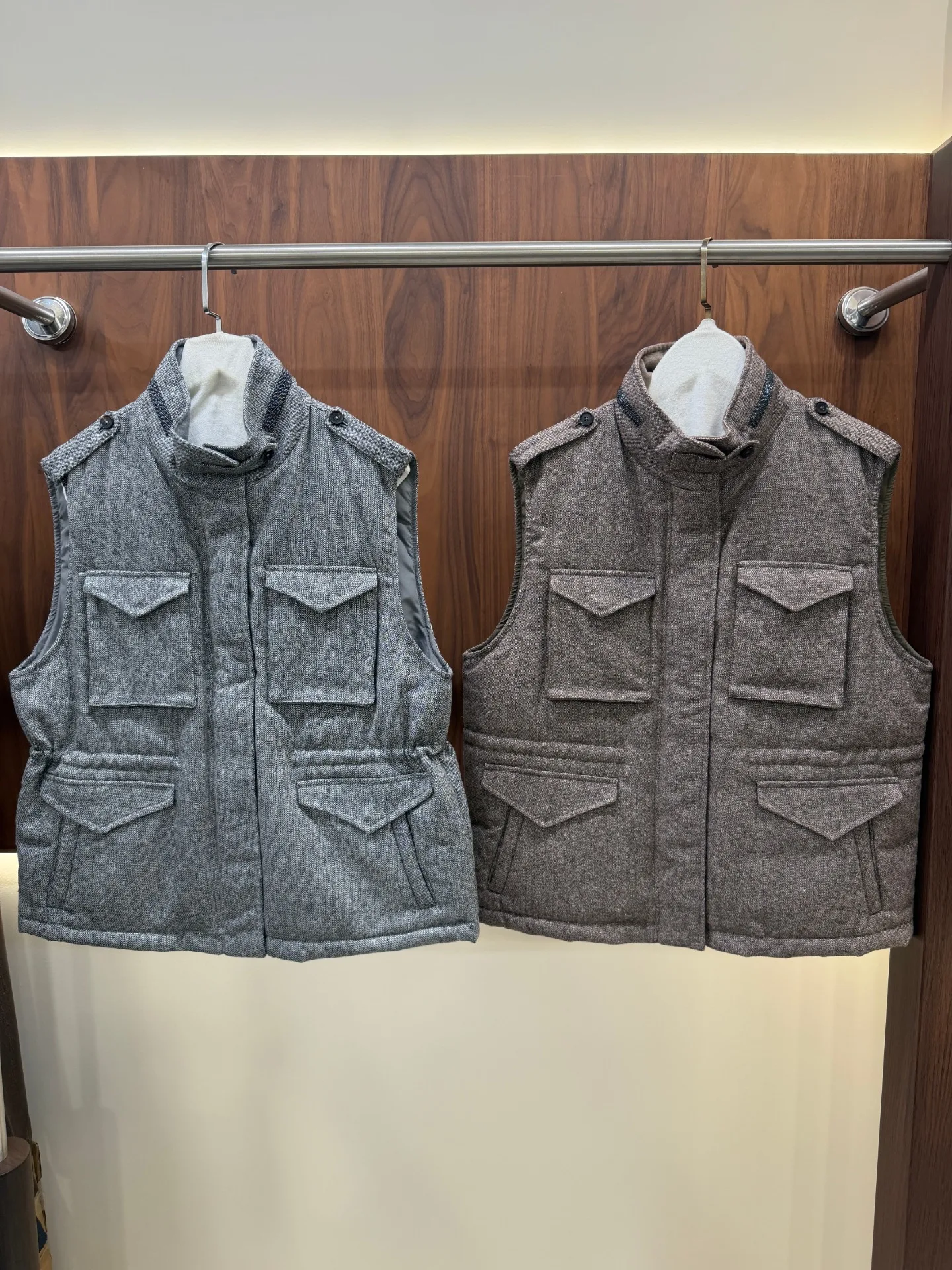 Women'S Fashion Utility Vest - Gilet utilitaire en laine mélangée à