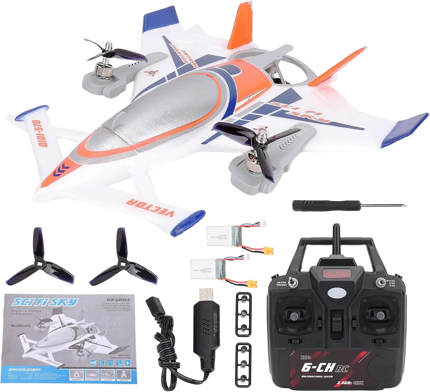 Brushless RC Plane for Adults 8-Channel 2.4GHz Remote Control Airplane with 6-Axis Gyro Stabilizer EPP Material Vector Glider