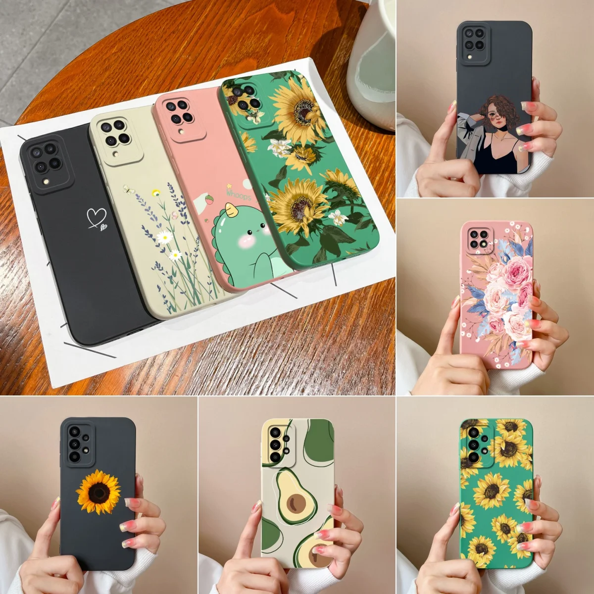 For Samsung Galaxy A22 A24 A23 Phone Case Sunflower Avocado Soft Silicone Protective Back Cover For GalaxyA23 Coque A24-4G Funda