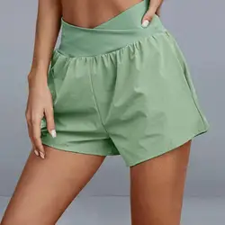 Pantaloncini Casual estivi da donna a vita alta pantaloni da spiaggia per la casa per il tempo libero pantaloncini sportivi da Yoga femminili tasche pantaloni sportivi per allenamento in palestra