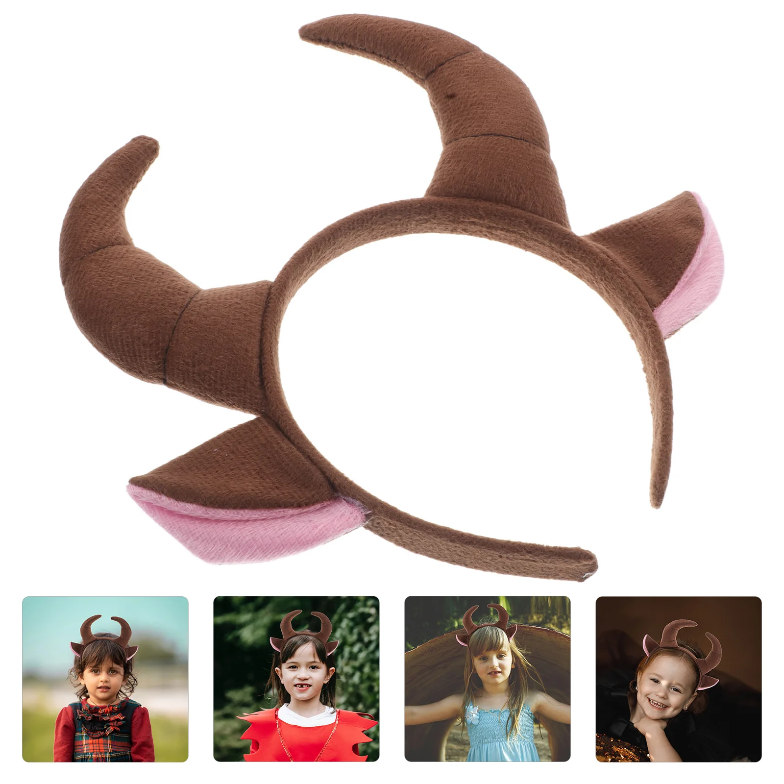 

Bull Ears Headband Kids Secure Fit Cosplay Horn Hairband Halloween Costume Headwear Hair Accessories
