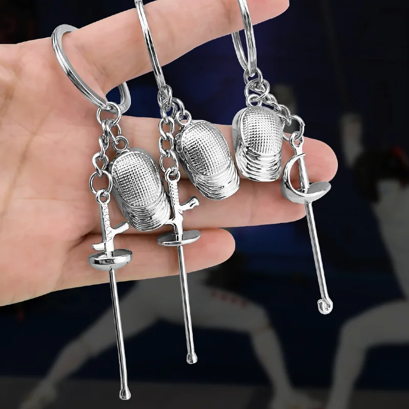 New Creative Fencing Keychain Pendant Sports Souvenir Flower Sword Sabre Heavy Sword Sports Small Pendant Key Ring Part Gift