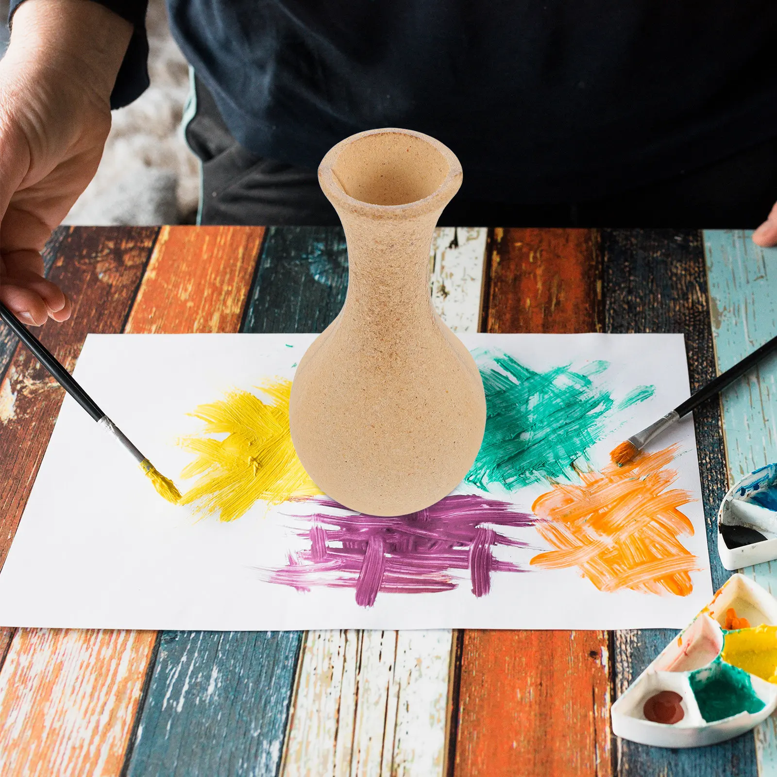 

2 шт. деревянных ваз в деревенском стиле, неокрашенные, для самостоятельной росписи, ручной работы, для декора дома и офиса, деревянный держатель для цветов