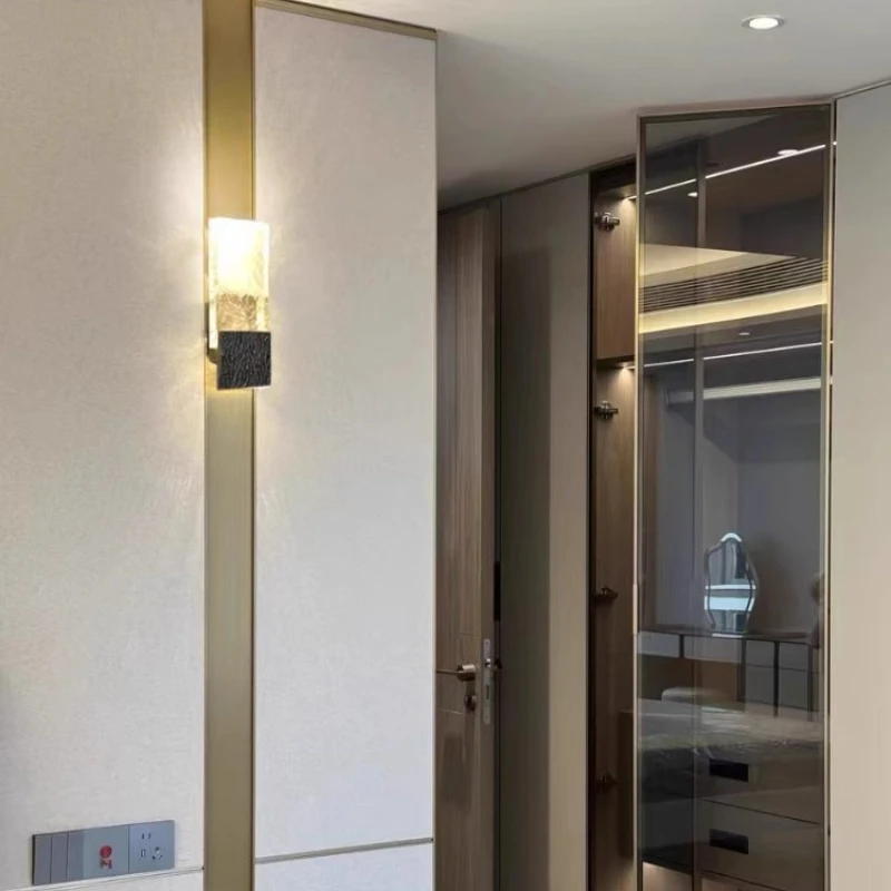 

SANDYHA Luxury Crystal Wall Lamp Copper Base Postmodern Design Elegant Bedroom Bedside Light Living Room Décor Study Lighting