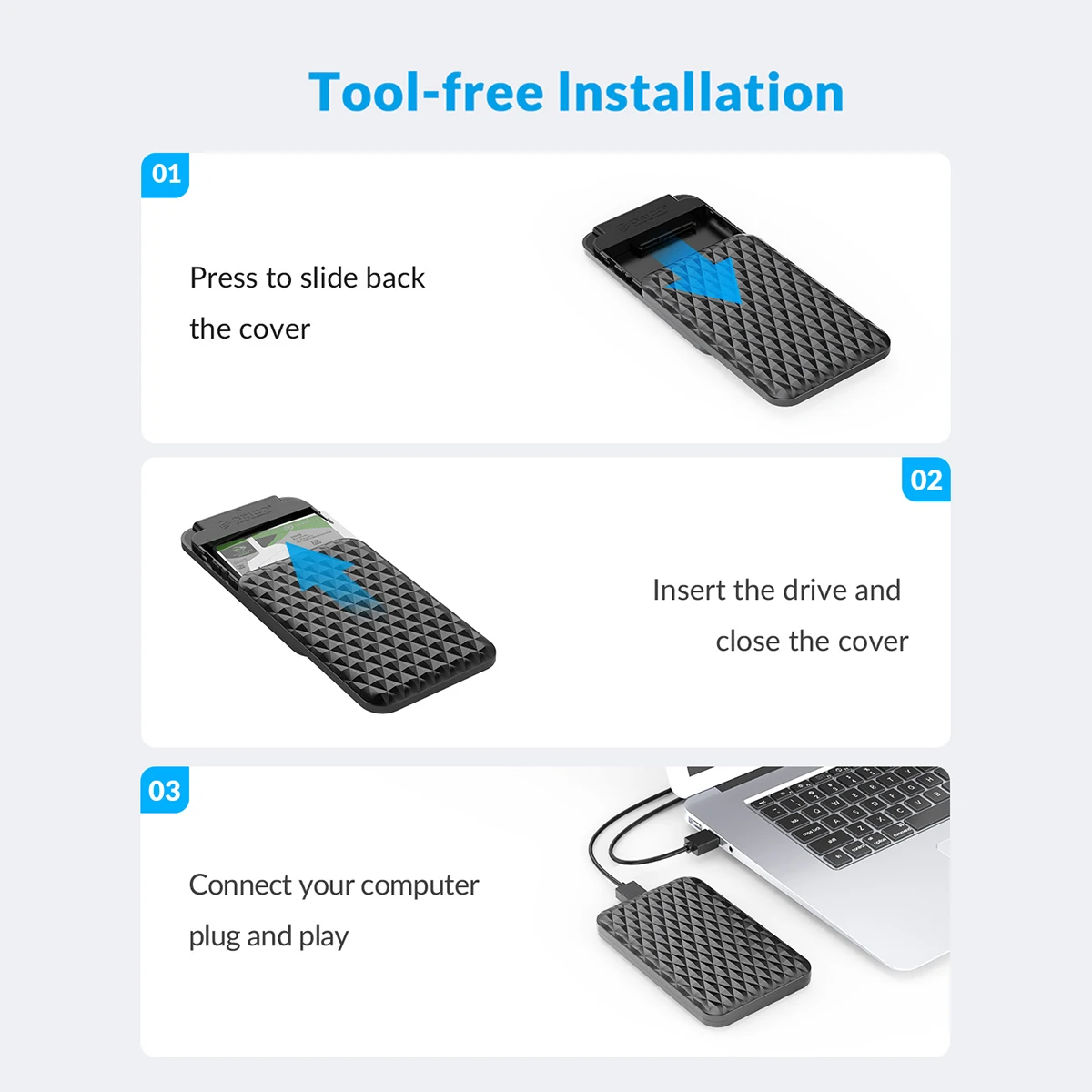 ORICO حافظة HDD خارجية 2.5 بوصة حافظة HDD USB 3.0 إلى SATA 5Gbps حافظة القرص الصلب لـ 7-9.5 مللي متر 2.5 بوصة SATA hd externo للكمبيوتر الشخصي
