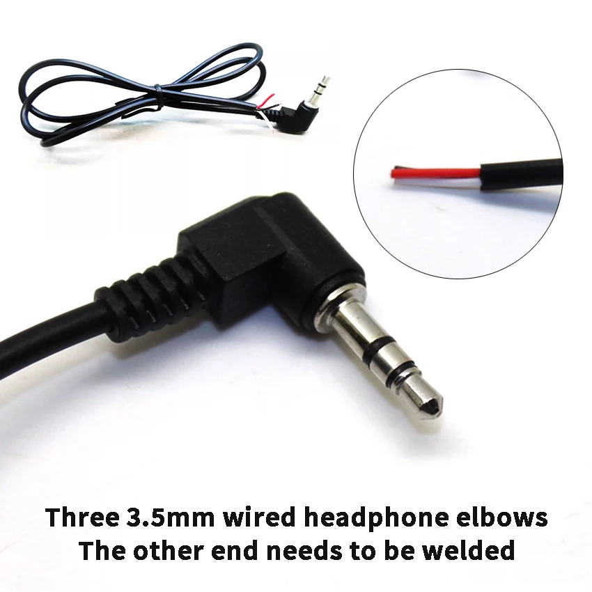 

3.5mm Pole Stereo Headset Male Plug With Cable 90 Degrees Black Audio Jack Adaptor Connector Lengt:50/95cm Need to weld