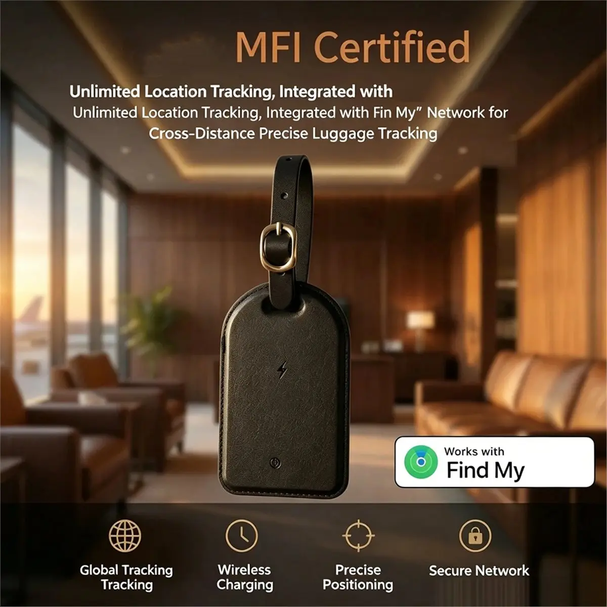 AU47-Luggage Airtags Wireless Charging Smart Suitcase Anti-Lost Tracker Luggage Bag Tag Locator for Find My