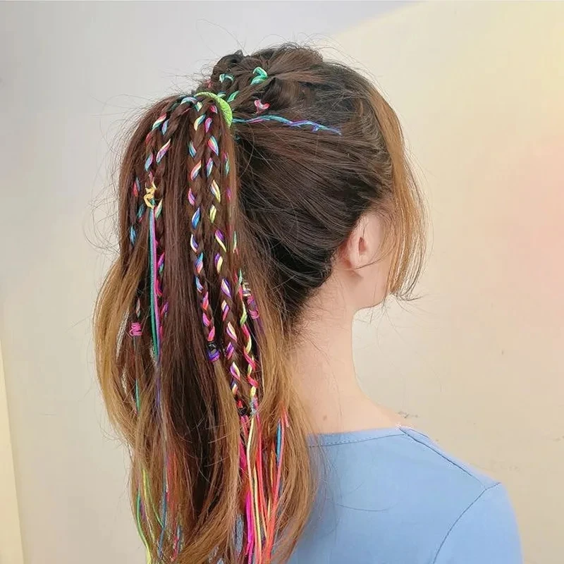 30Pcs Girls Colorful 90CM Hair braids Rope Strands for African Braids Girls DIY Ponytail Braids Women Styling Hair Accessories