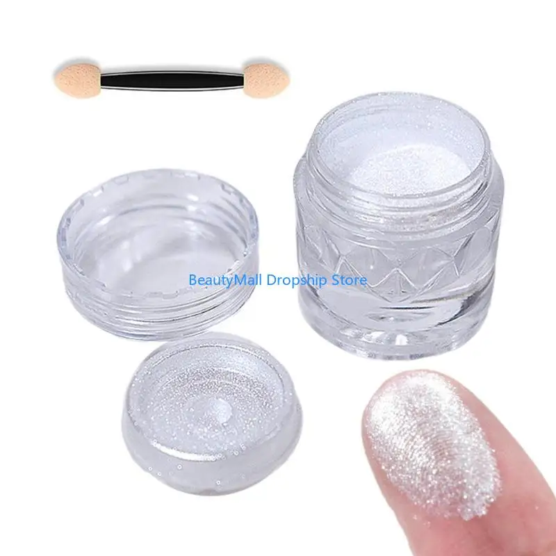 40JD White Chrome Powder Mirrored Effect Nails Art Powder Chrome Pigment Powder