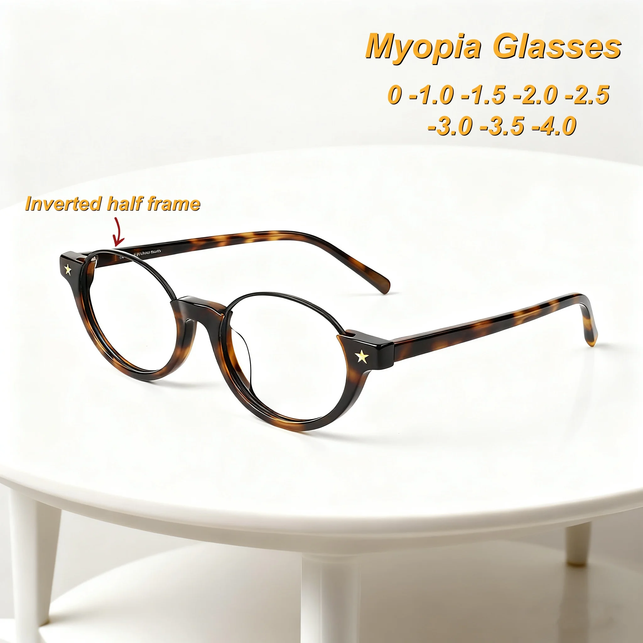 

2025 New Fashionable Inverted Half Frame Women's Myopia Glasses Outdoor Neutral Advanced Sense Anti Blue Light Glasses