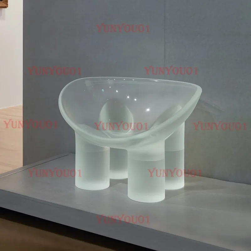 

High-grade Light Luxury Transparent Resin Crystal Special-shaped Elephant Leg Chair Living Room Furniture