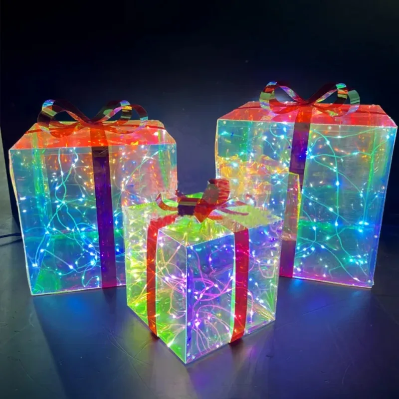 LED luminous Christmas colorful gift box light indoor outdoor waterproof mall house courtyard tree decoration light