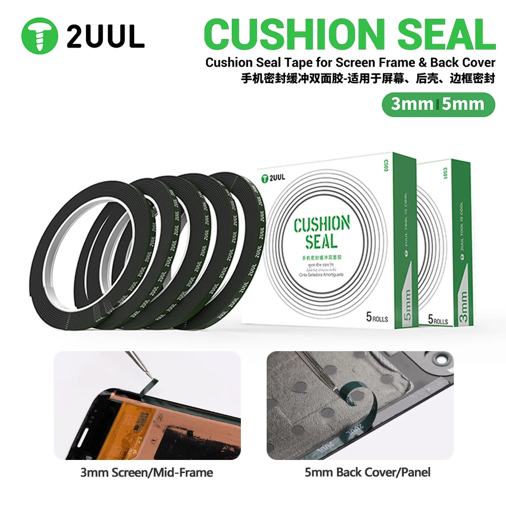 2UUL 3mm/5mm Mobile Phone Sealing Cushioning Double-Sided Tape for Mobile Repair Screens Frames Back Covers Tablets Sealing Tool