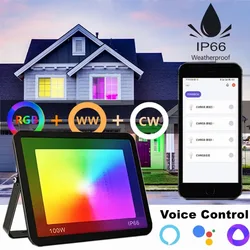 TUYA RGB Floodlight Smart APP Voice Control RGB CW 3000-6500K 30W 50W 100W AC 220V Oświetlenie zewnętrzne Reflektor na imprezę w ogrodzie