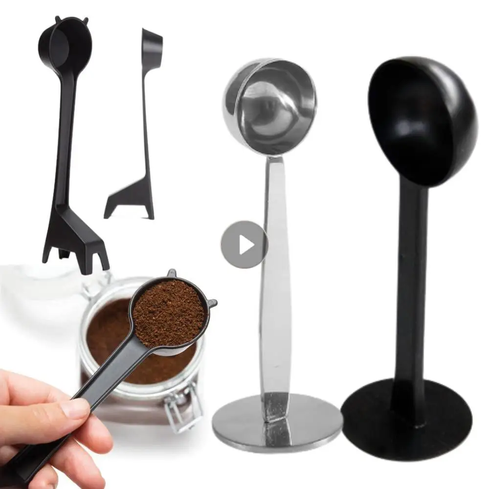 Stainless Steel 2 In 1 Coffee Scoop Stand Tamper Spoon Tools Portable Coffee Powder Measuring Scoops Tampers Coffee Accessories