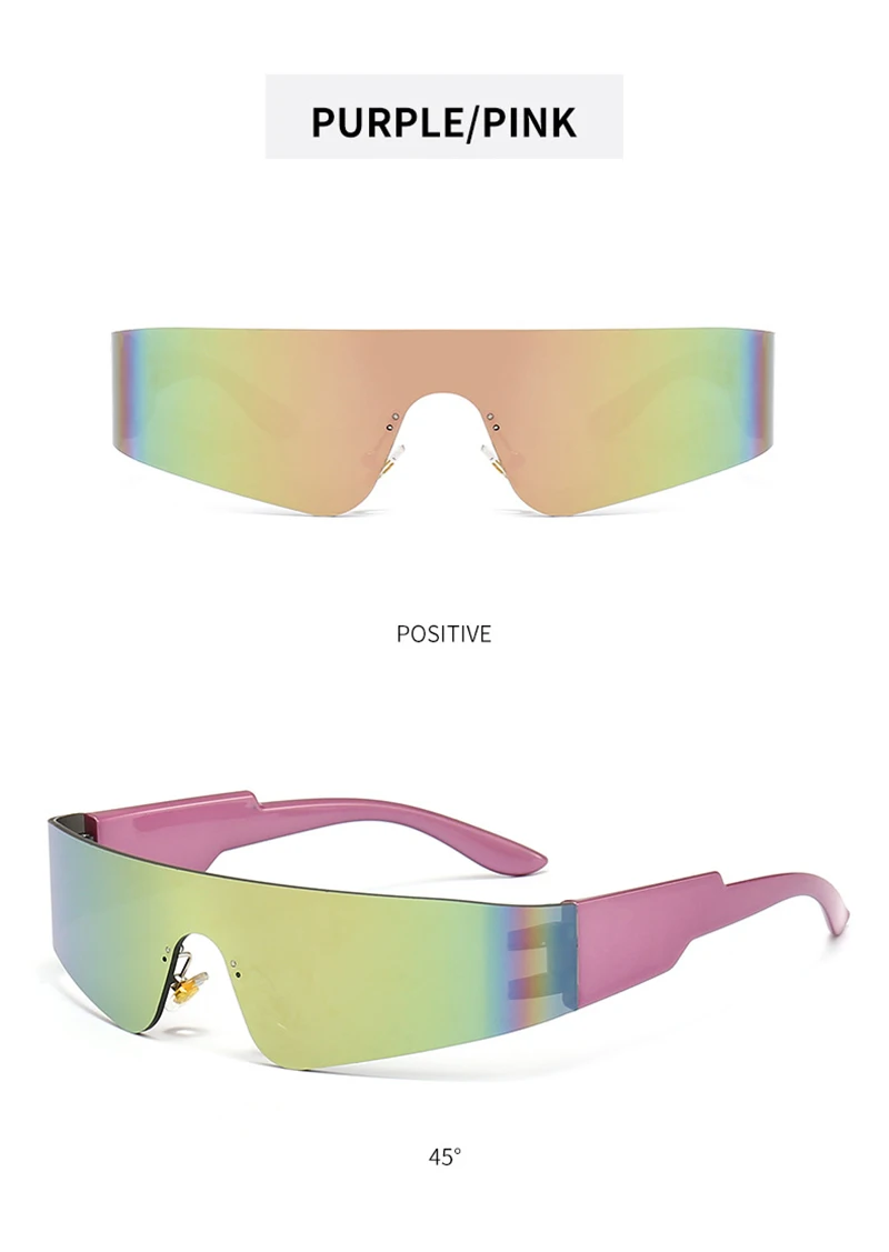 Neue Trends Y2K Sonnenbrille Frauen Männer Mode Punk Rahmenlose Sonnenbrille Marke Designer Einteilige Linsen Sport Goggle UV400 – Detail 7