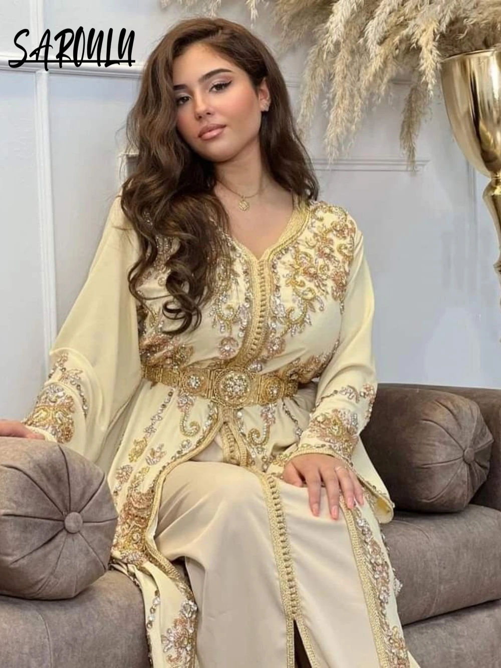 

New Moroccan Women Evening Dress Kaftan Elegant Outfits Celebrity Prom Gown Fashion A-line Customized Arabic Robe De Mariée