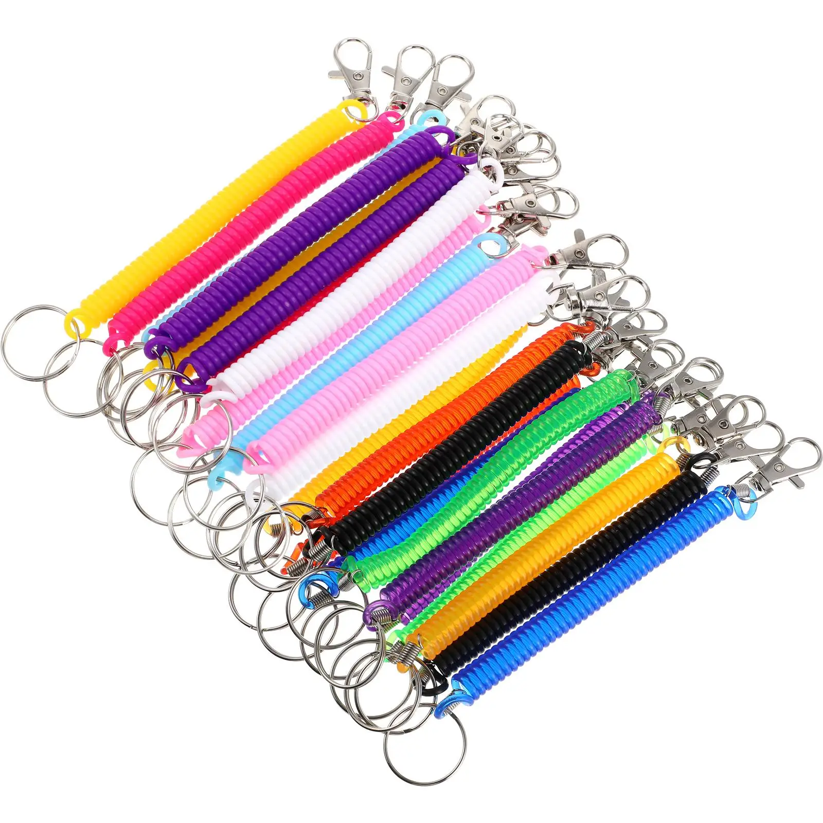 

12 Pcs Spring Key Holder Keychain Rings to Weave Lanyards for Keys Sprial Keyring