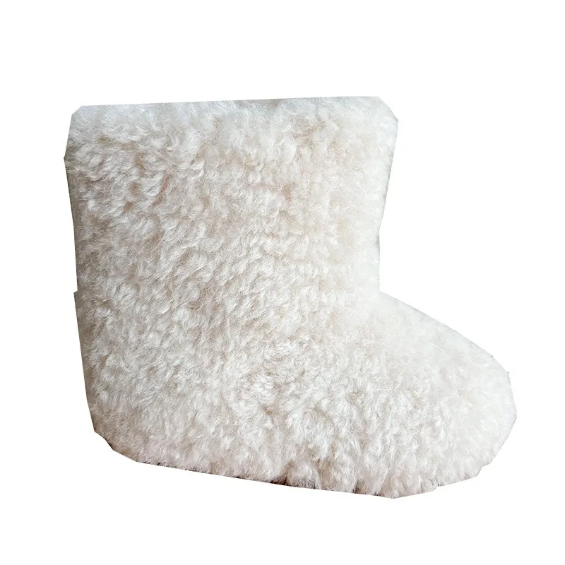 Kinderschoenen 2024 Winter Herfst/winter Nieuwe luxe Casual Meisjes Mid-tube Katoenen Laarzen Warme Zachte Zool Mouw Harige Enkellaarsjes