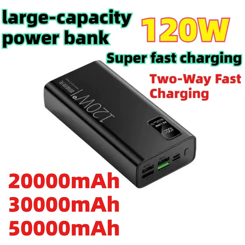 Powerbank 50000mAh 30000mAh 20000mAh 120W Super Fast Charging Power Bank For Xiaomi iPhone Samsung Power Bank