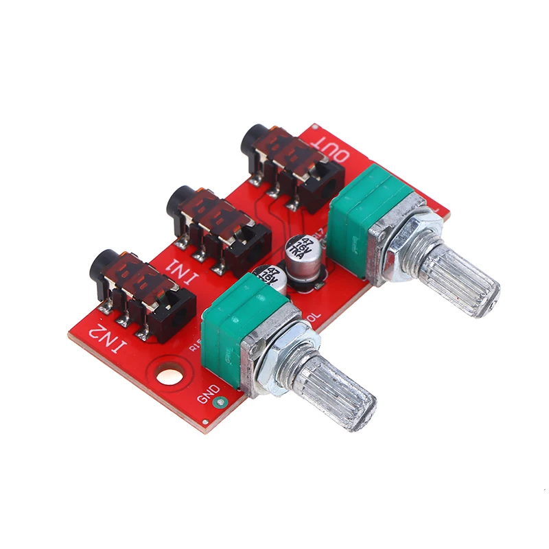 △ Dual Channel Stereo Passive Audio Mixing Board Signal Mixer 2 Way Input 1 Way Mixed Output - view 4