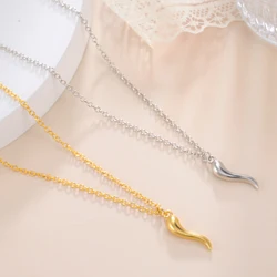 Lemegeton Italian Lucky Horn Charm Good Luck Pendant Necklace  for Man And Women link Chain Sliver Color Fashion Necklace Gift