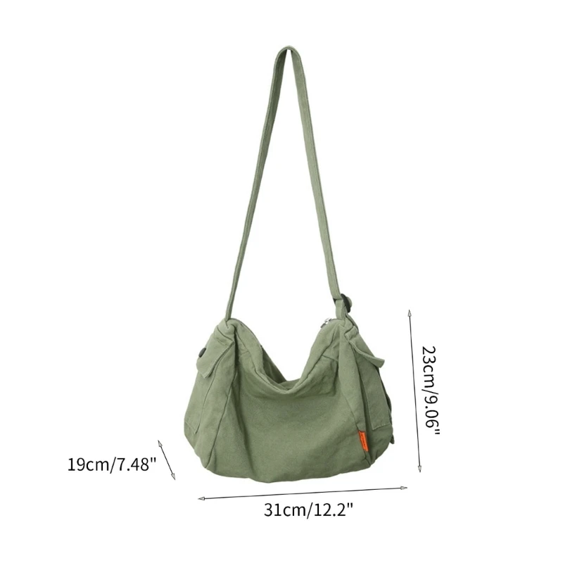 E74B All-Matching Bag for Women Men-Canvas Leisure Shoulder Bag Large Capacity Crossbody Bag Solid Color Travle Bag