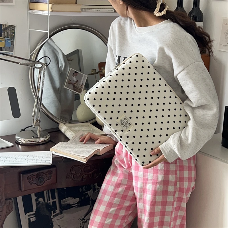 الكورية البولكا نقطة اللوحي كم حقيبة 9-11 حقيبة كمبيوتر محمول 13 14 15 15.6 بوصة لماك بوك ديل أيسر سامسونج دفتر اللوحي الحقيبة