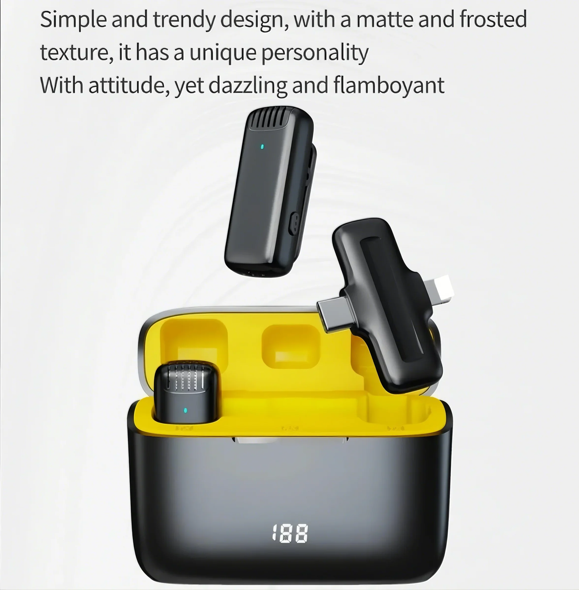 ميكروفون محمول لاسلكي/حافظة شحن ميكروفون لافالير/تسجيل الصوت والفيديو لأجهزة iPhone Android والألعاب المباشرة للكمبيوتر