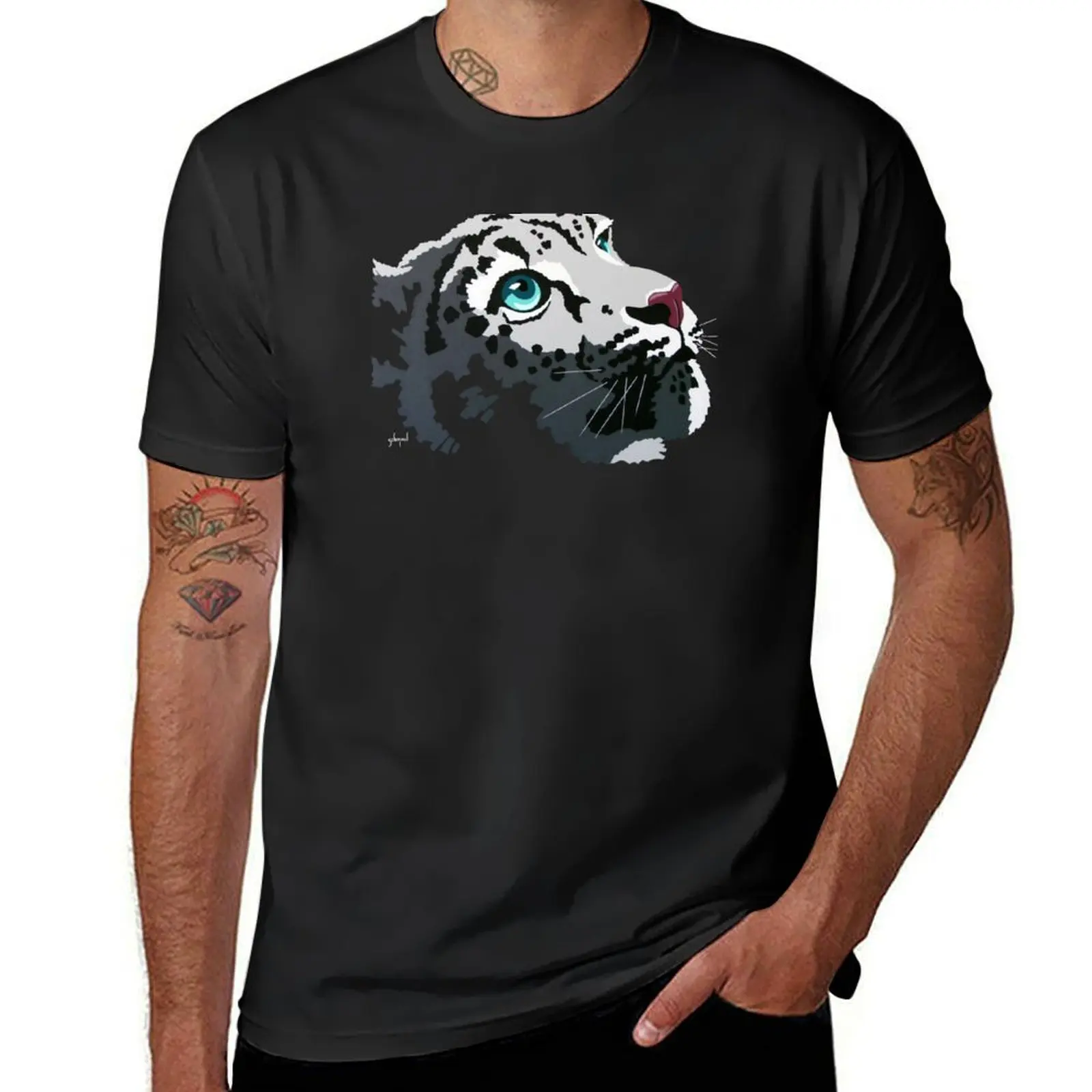 Snow Leopard gazing into the light T-Shirt funnys summer top summer tops mens big and tall t shirts