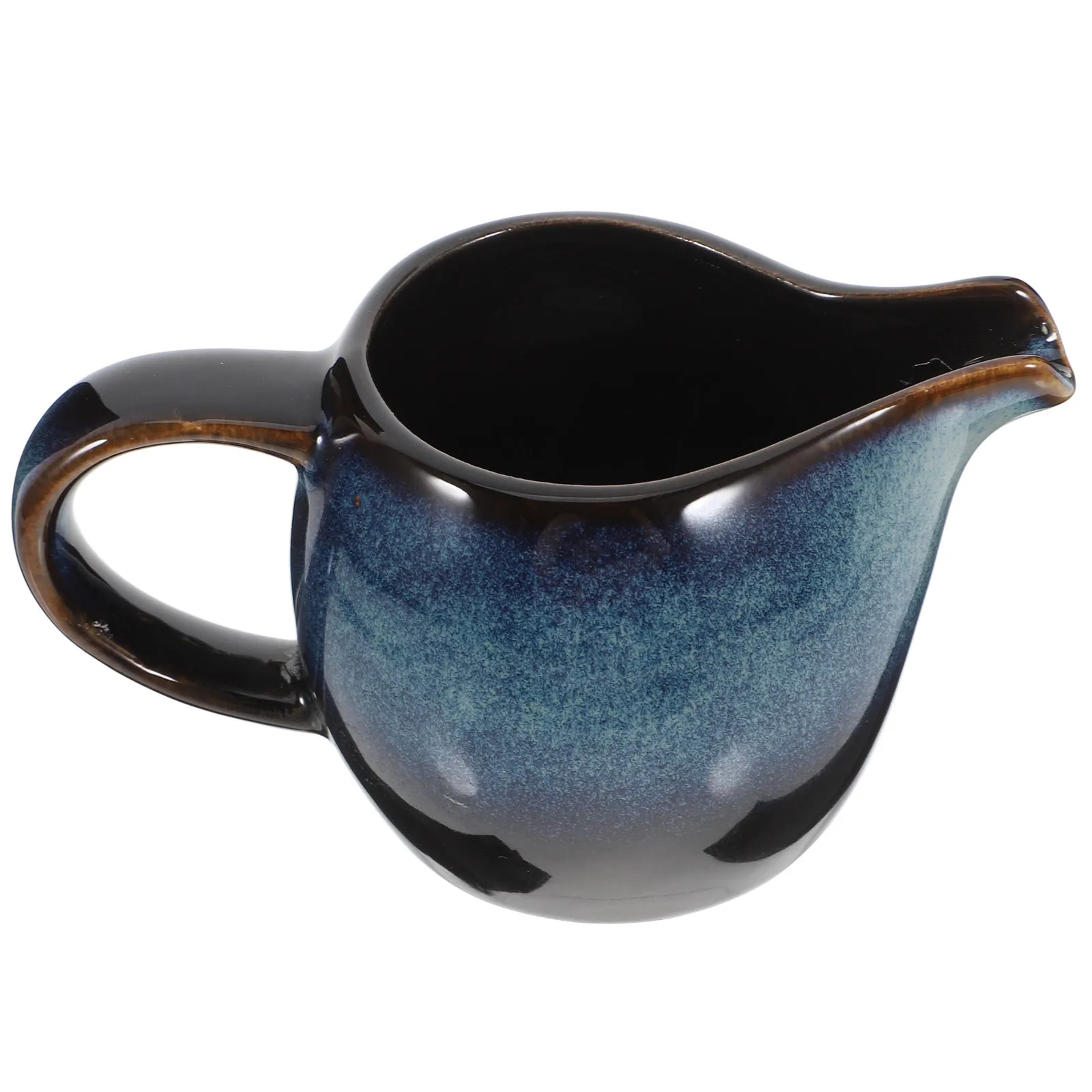 

European Ceramic Milk Jug Small Blue Mini Pitcher for Espresso Steaming Milk Frother Creamer Syrup Gravy Sauce Serving Home