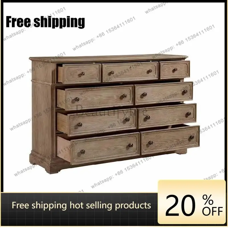 LD American country solid wood chest ash wood retro old bedroom dressing locker