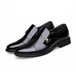 Comemore-Zapatos de vestir de cuero para hombre, calzado Formal, Social, informal de Inglaterra, mocasines de negocios, color negro, barato, Primavera, 2024