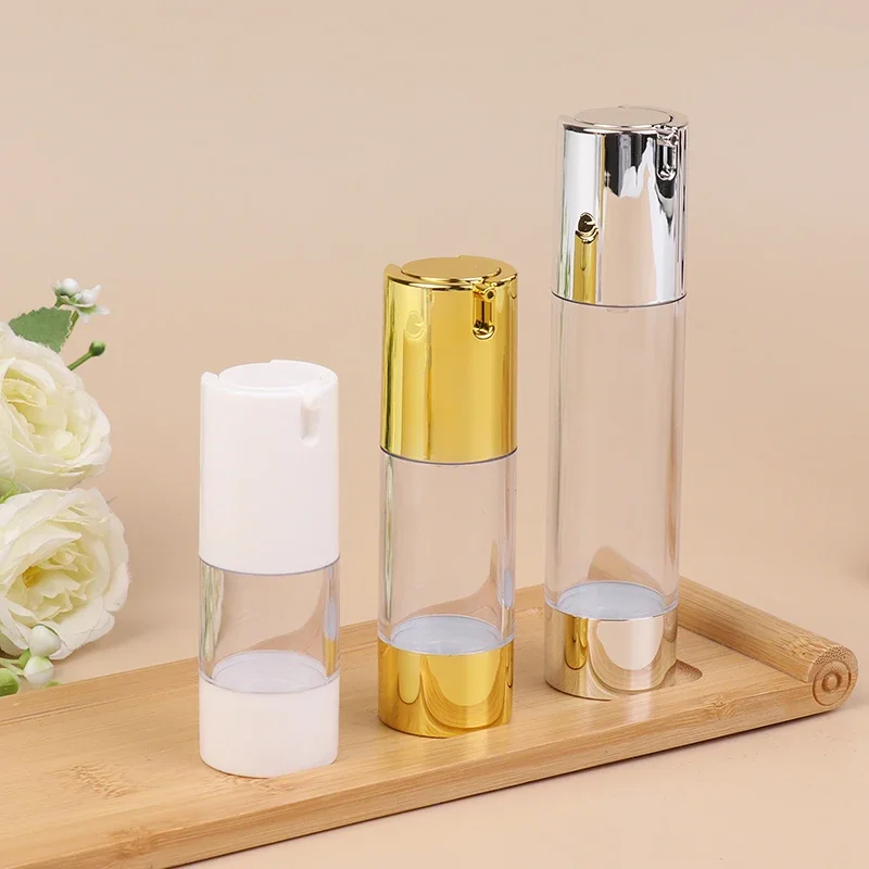 1 Buah 15/30/50Ml Botol Pompa Pengap Kosong Mewah Mini Portabel Dispenser Kontainer Perjalanan Perawatan Lotion Kosmetik Vakum