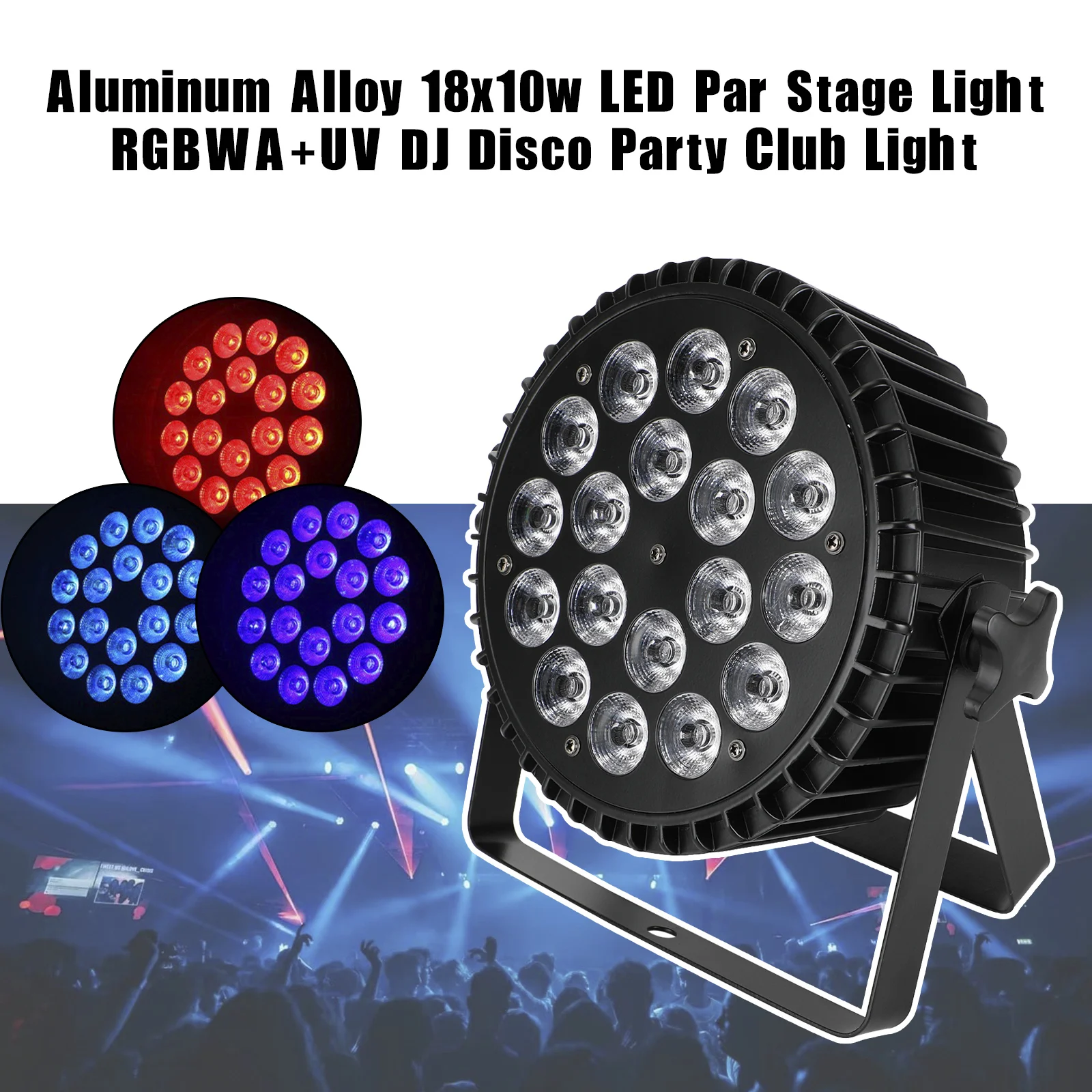 

Алюминиевый сплав 18x10 Вт светодиодный светильник для сцены Par RGBWA + UV DJ Disco Party Club Light