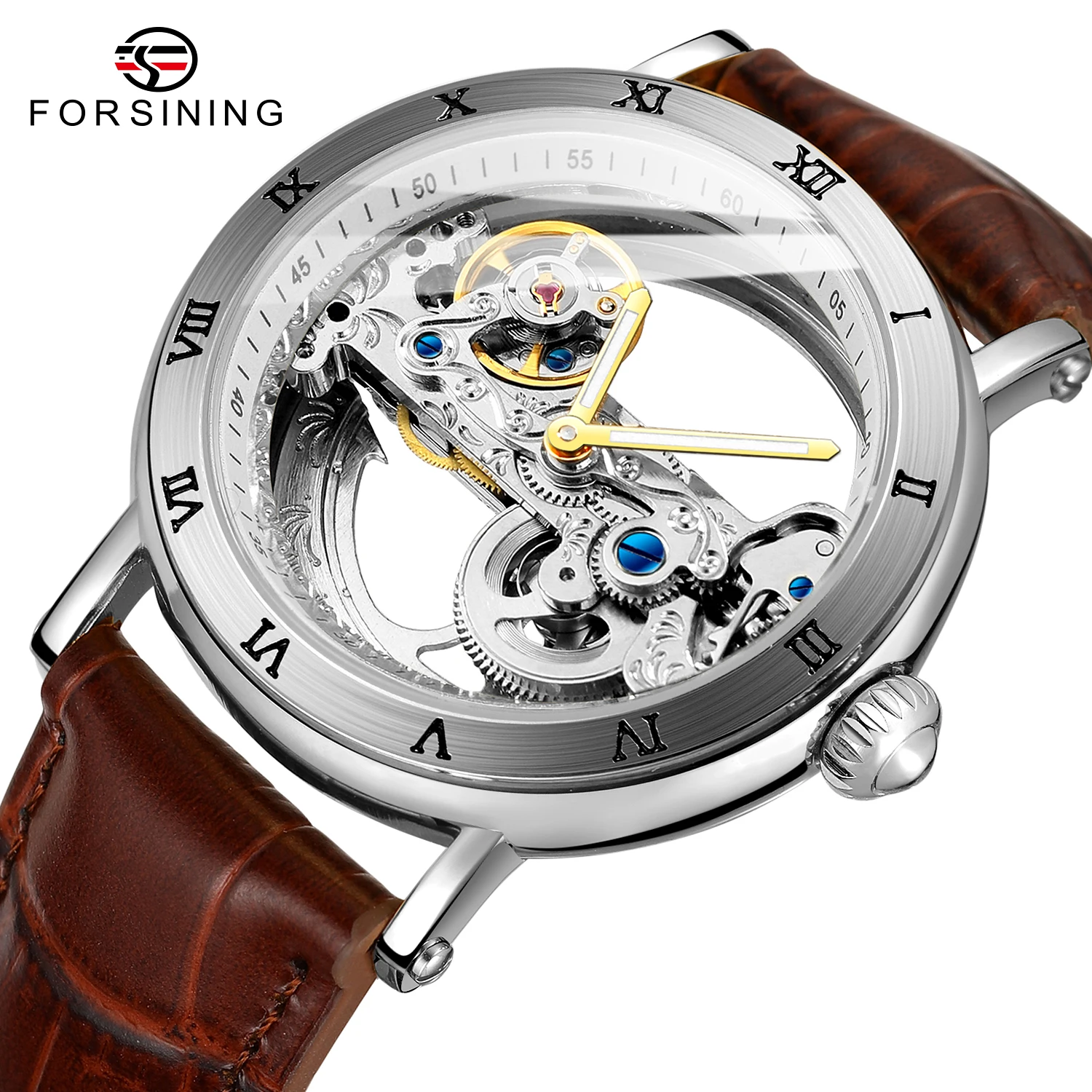 2026 Originele Luxe Stalen Skelet Tourbillon Automatische Horloges Heren Lederen Mechanische Waterdichte Lichtgevende Elegante Pols Horloge