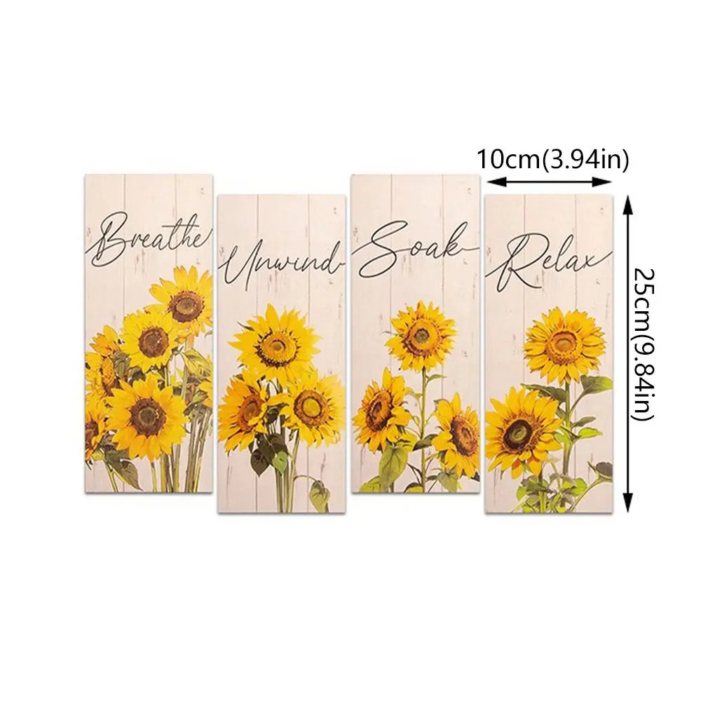 Funny Modern Sunflower Hanging Sign Handmade Wall-mounting Wooden Floral Artwork Unique Wall Decor Plate Bedroom