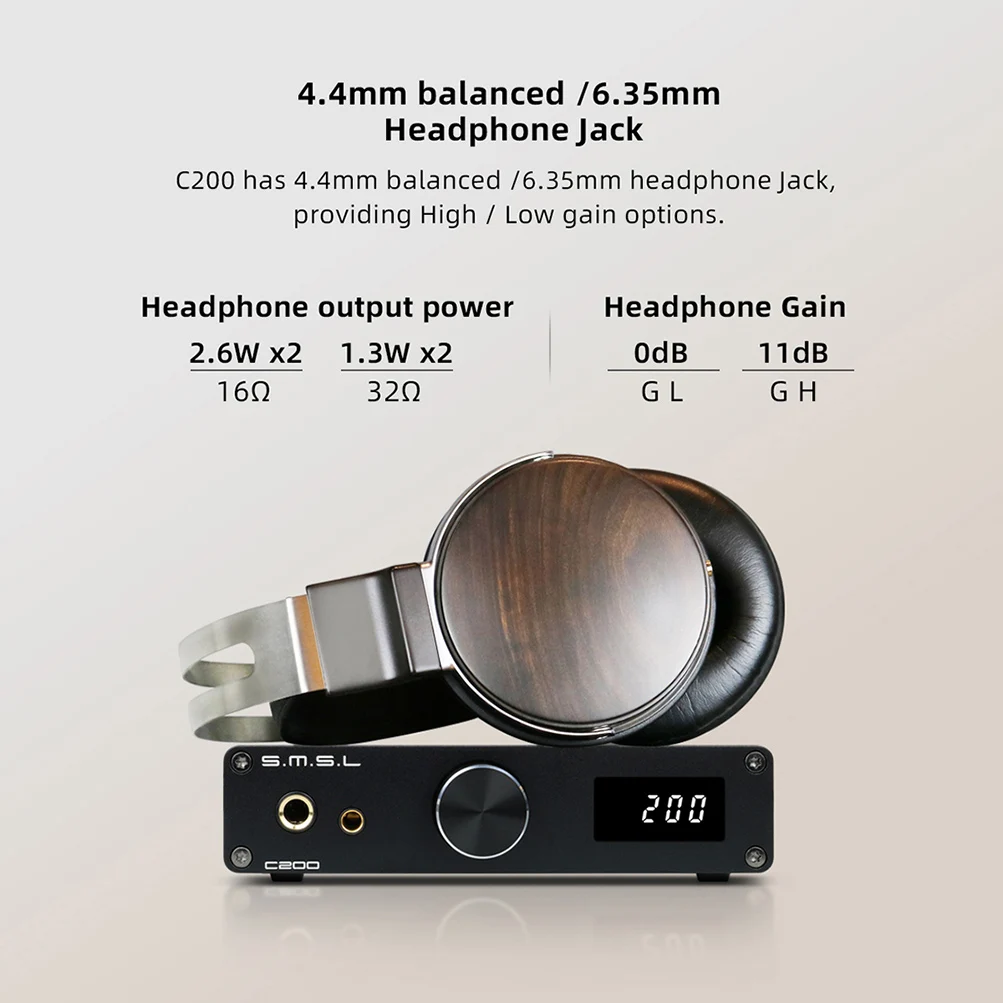 SMSL C200 DAC Headphones Amp ESS ES9038Q2M DSD512 32bit/768kHz TRS Balanced Out Bluetooth Dac Amplifier Desktop for Switch PS5