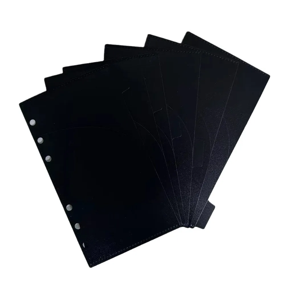 A6 Pink Black Transparent Binder Pockets Binder Folders for Notebook Divider Page Waterproof PVC Leaf Document Filing Bag